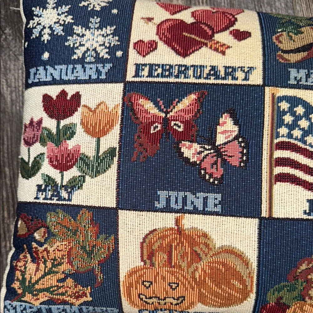 Holiday Pillow with Seasonal Motifs